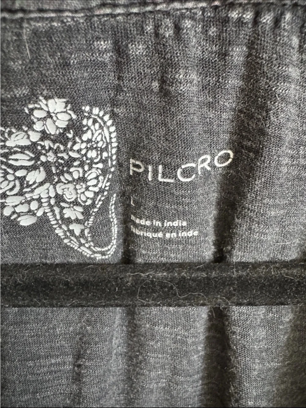 Anthropologie Pilcro Black Gray Oversized Puff Sleeve Polo Collared Blouse Top L